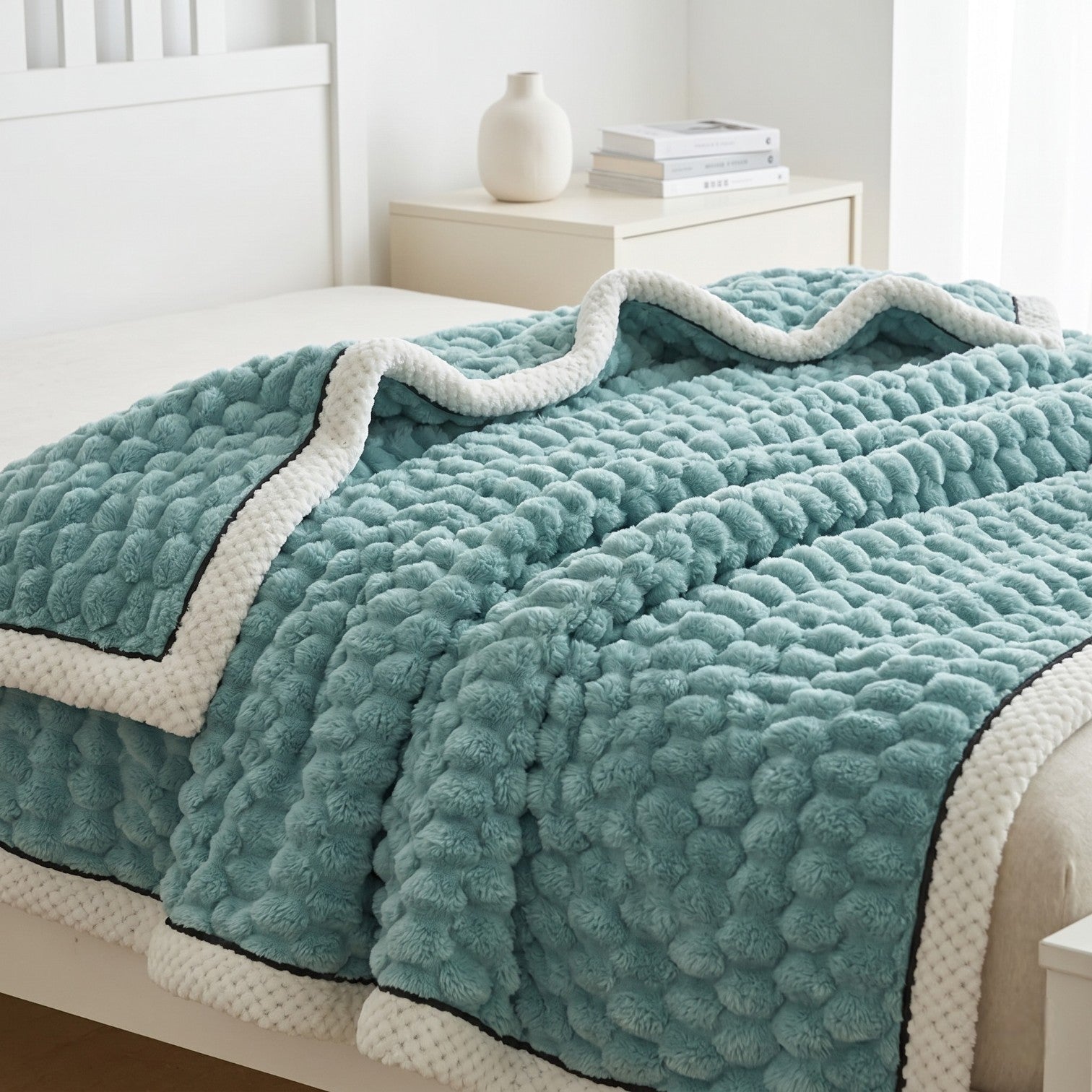 Sulainu Living | Textured Fleece Blanket – Sculpted Bubble Comfort