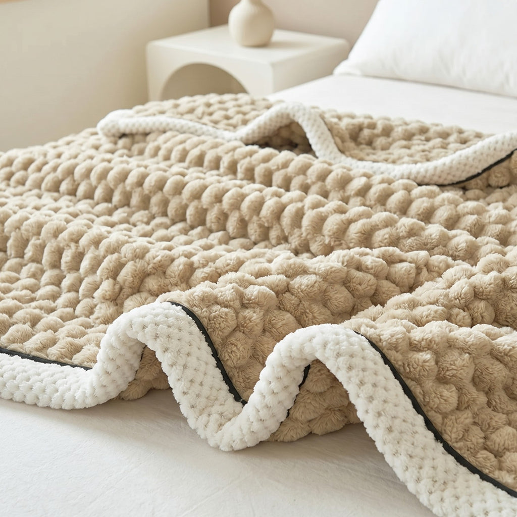 Sulainu Living | Textured Fleece Blanket – Sculpted Bubble Comfort