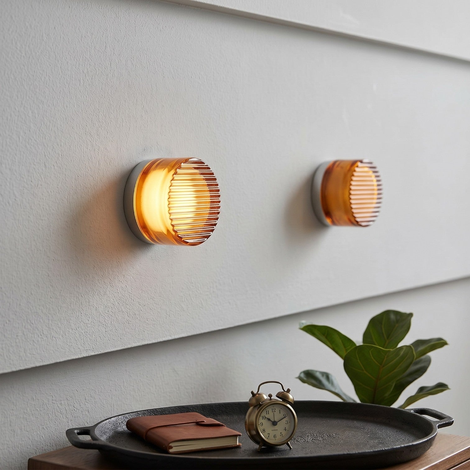 Sulainu Living | Fluted Glass Sconce – Modern Bedside Wall Lamp