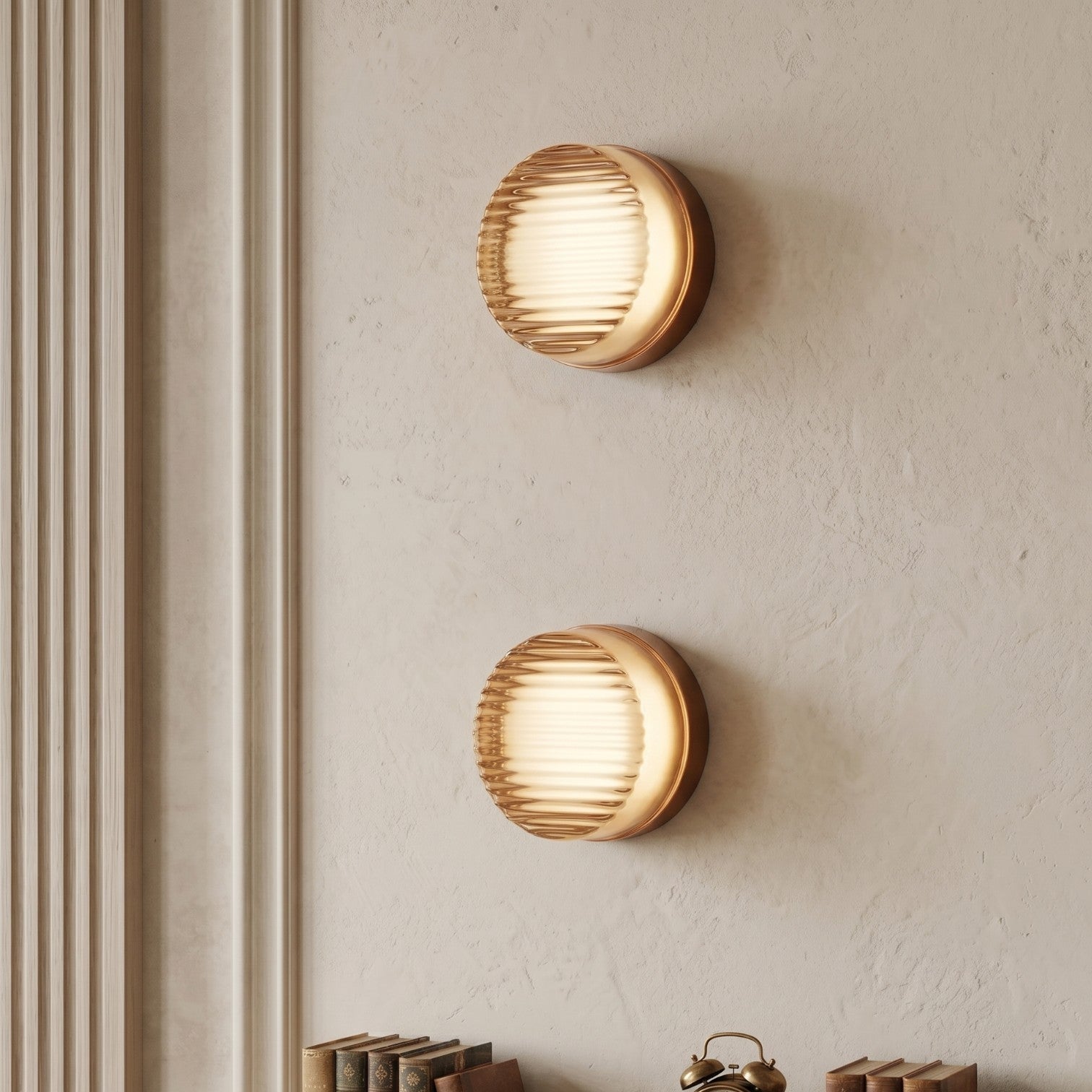 Sulainu Living | Fluted Glass Sconce – Modern Bedside Wall Lamp