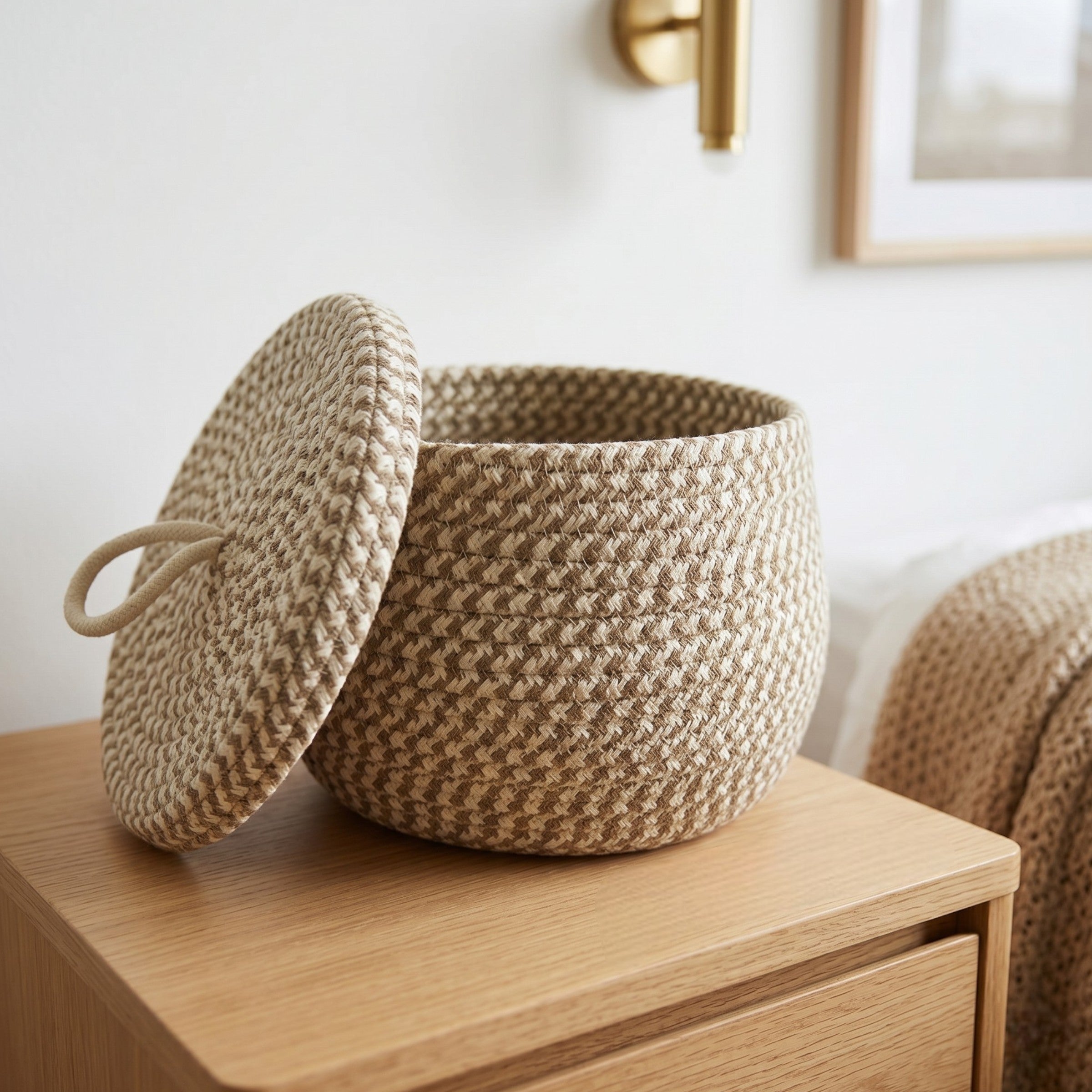 Sulainu Living | Woven Storage Basket Set – Braided Lid Design