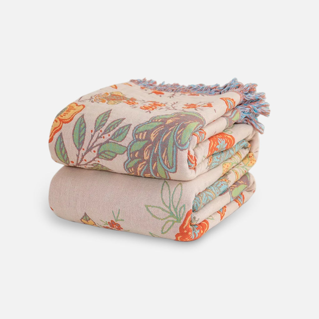 Sulainu Living | Bohemian Woven Blanket – Floral Tapestry Design